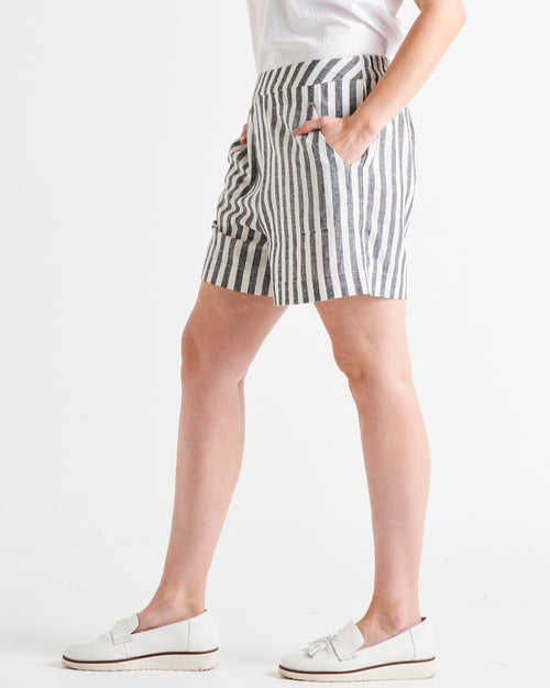 Betty Basics Peyton Shorts - Black/White Stripe