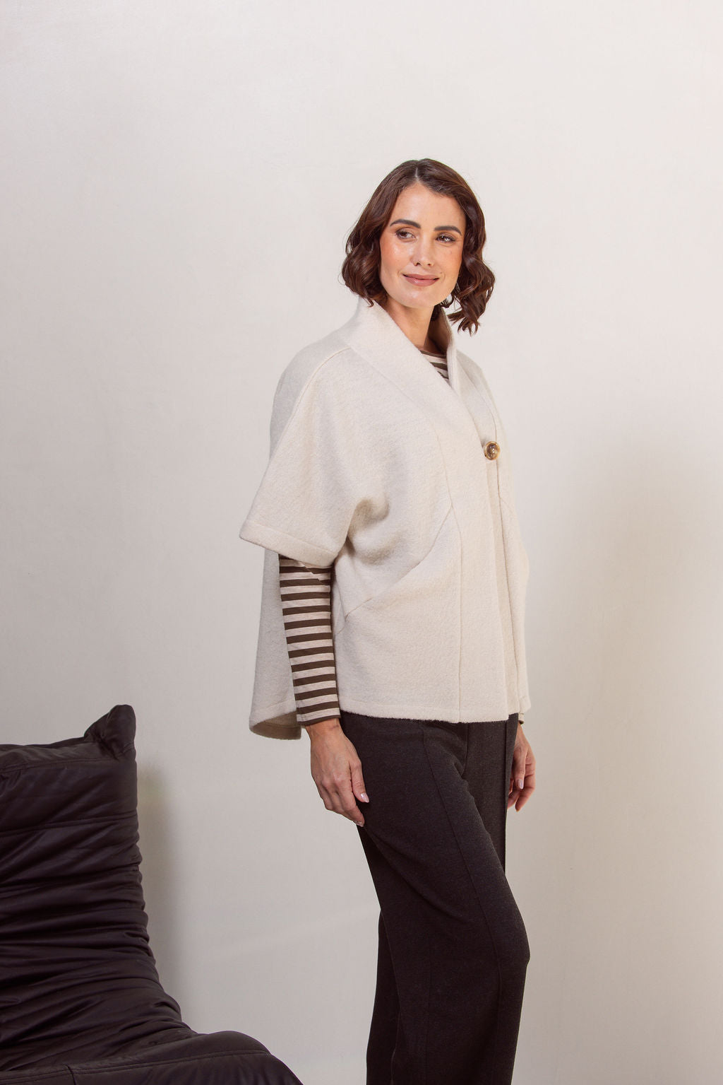 See Saw 1 Button Cape - Cream