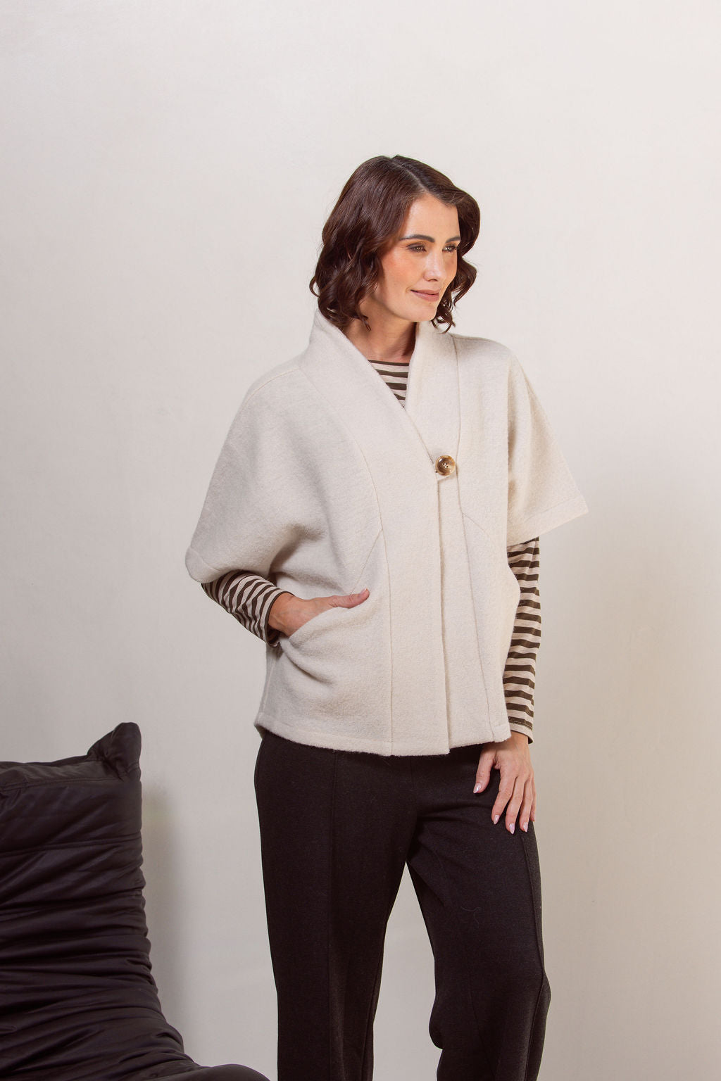 See Saw 1 Button Cape - Cream