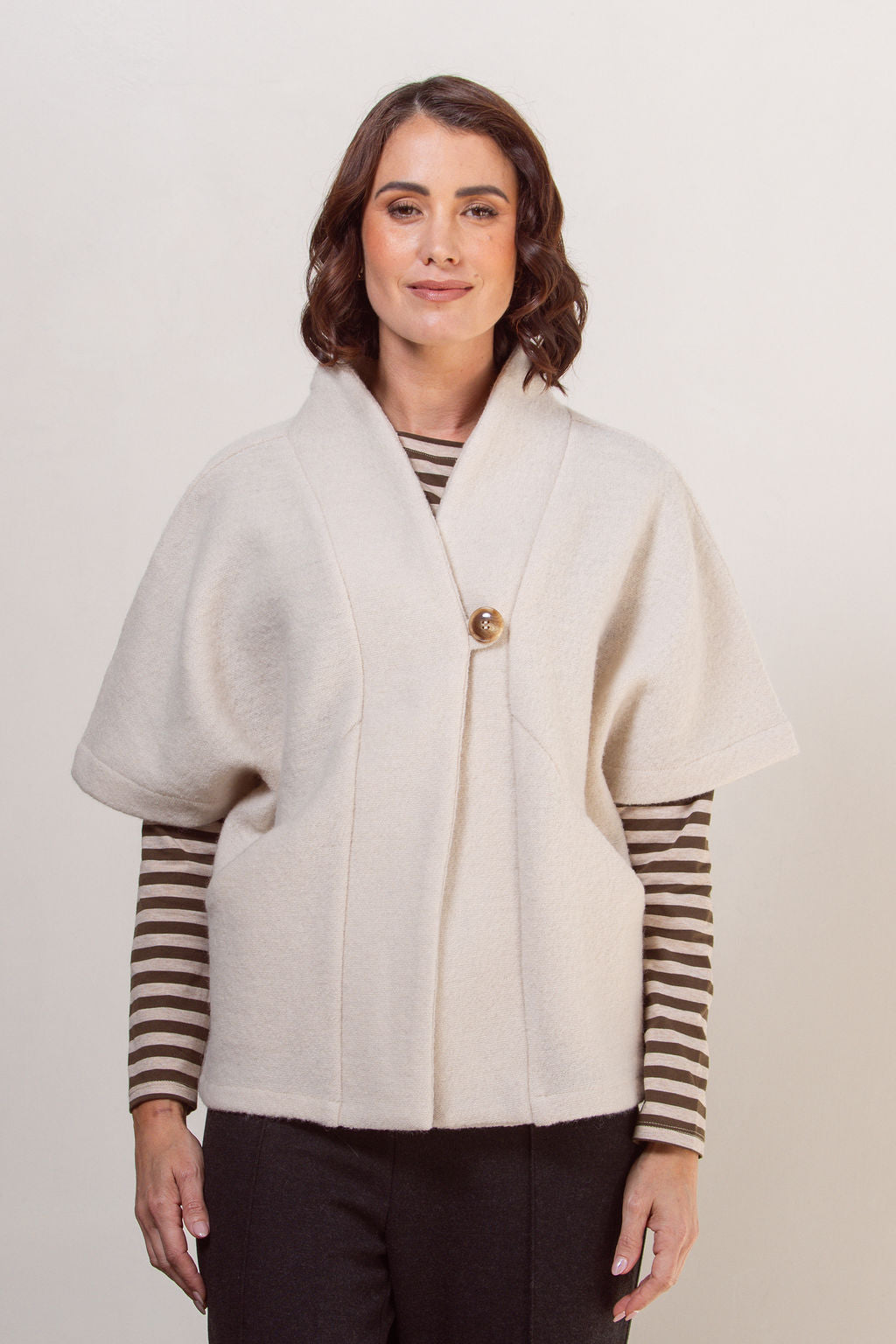 See Saw 1 Button Cape - Cream