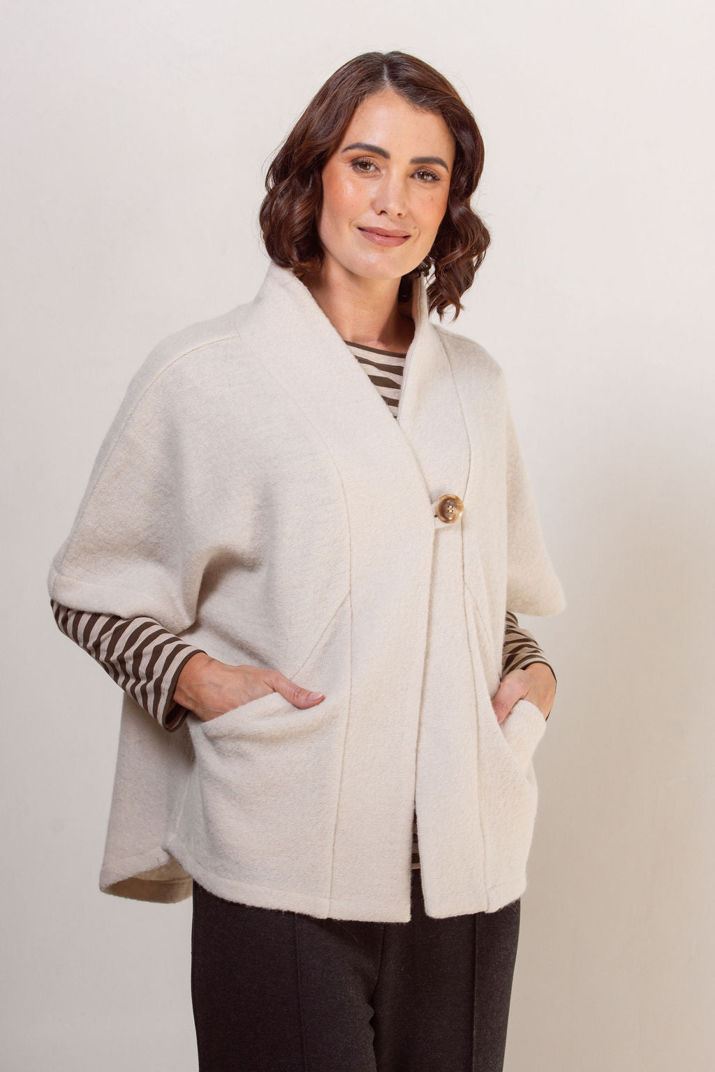 See Saw 1 Button Cape - Cream