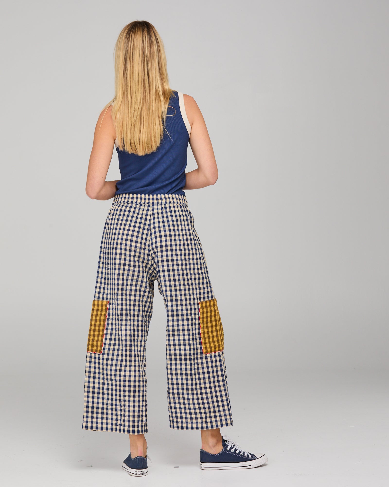 Boom Shankar Evelina Pant - Navy Seersucker