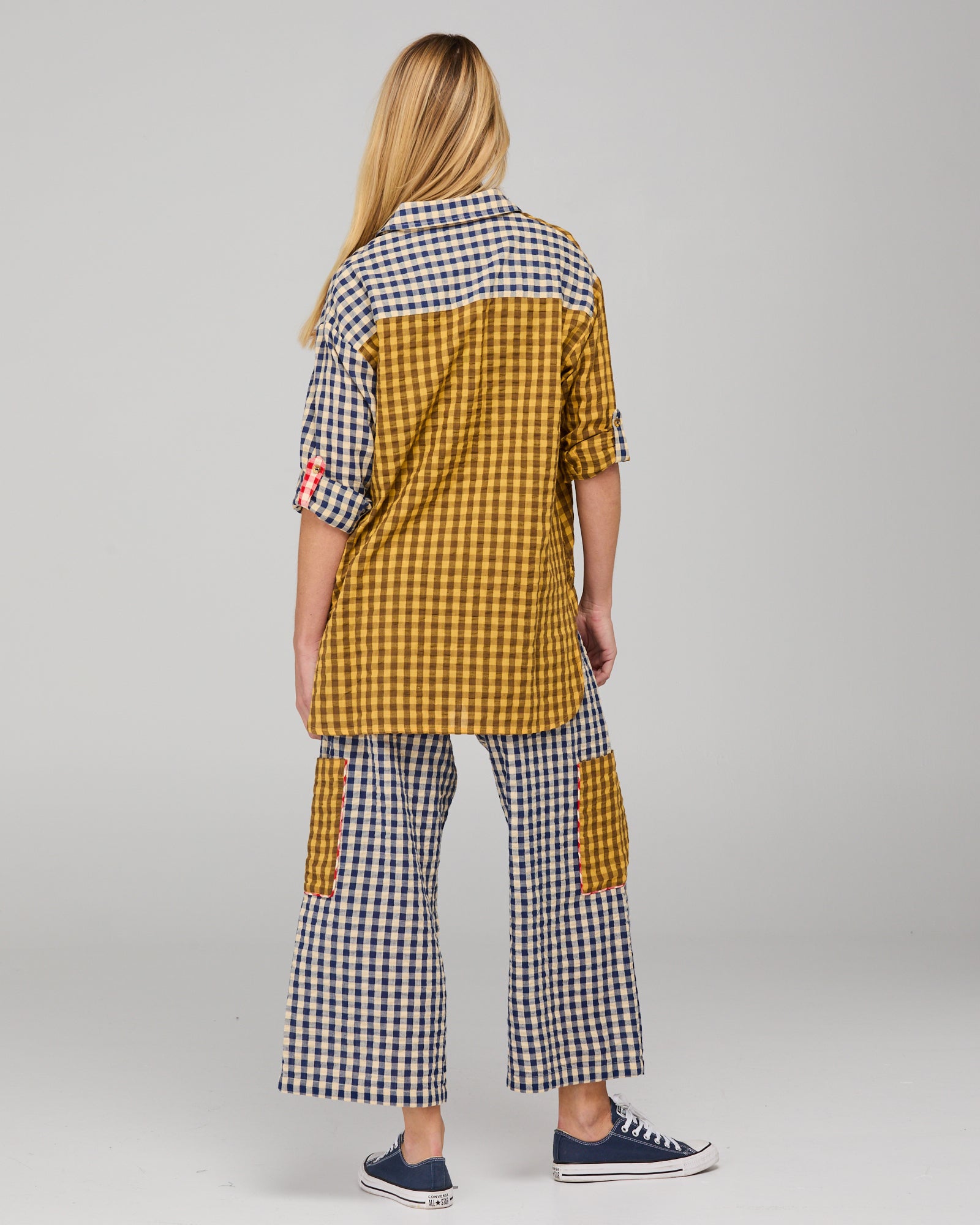 Boom Shankar Evelina Pant - Navy Seersucker