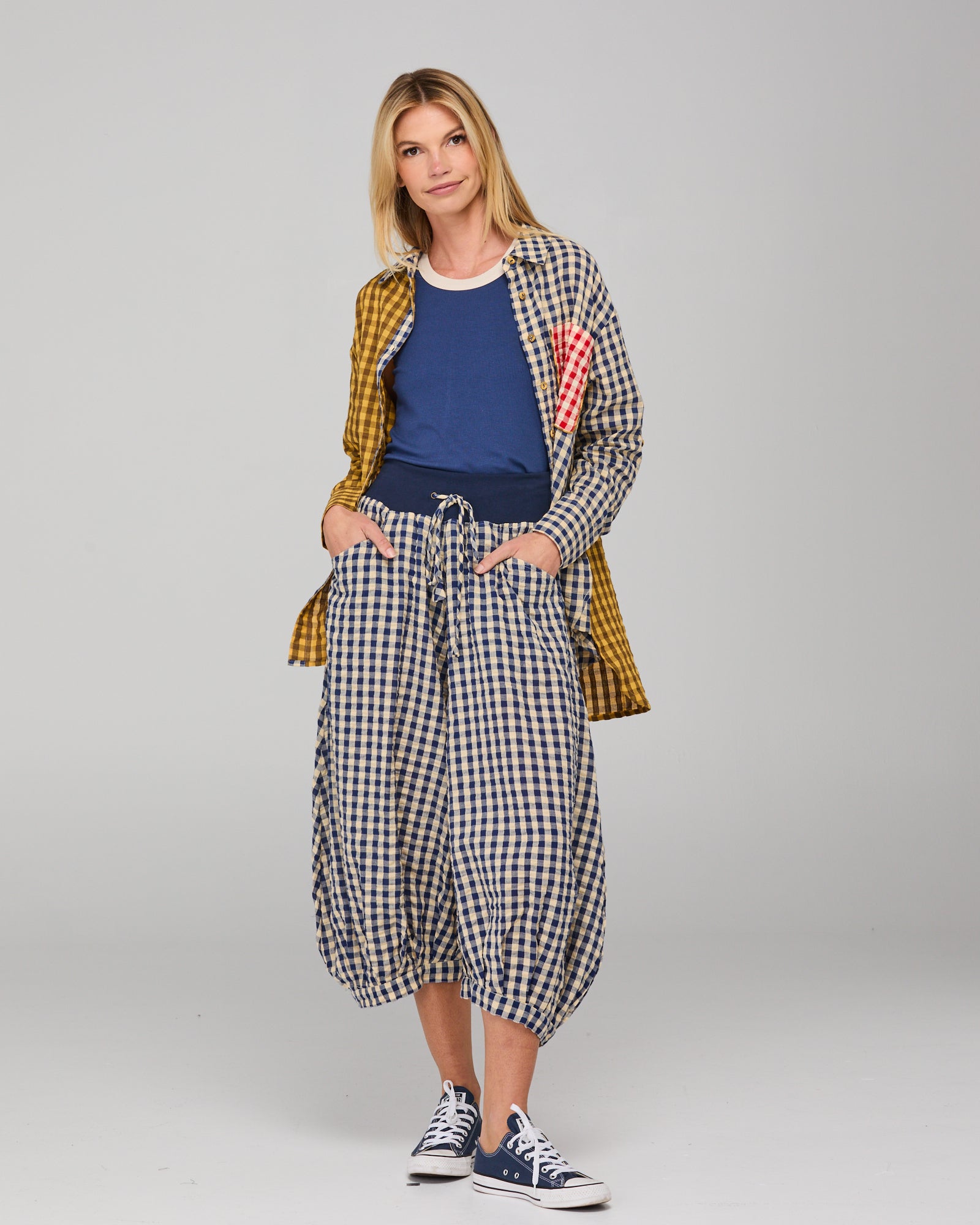 Boom Shankar Guru Pant - Navy Seersucker