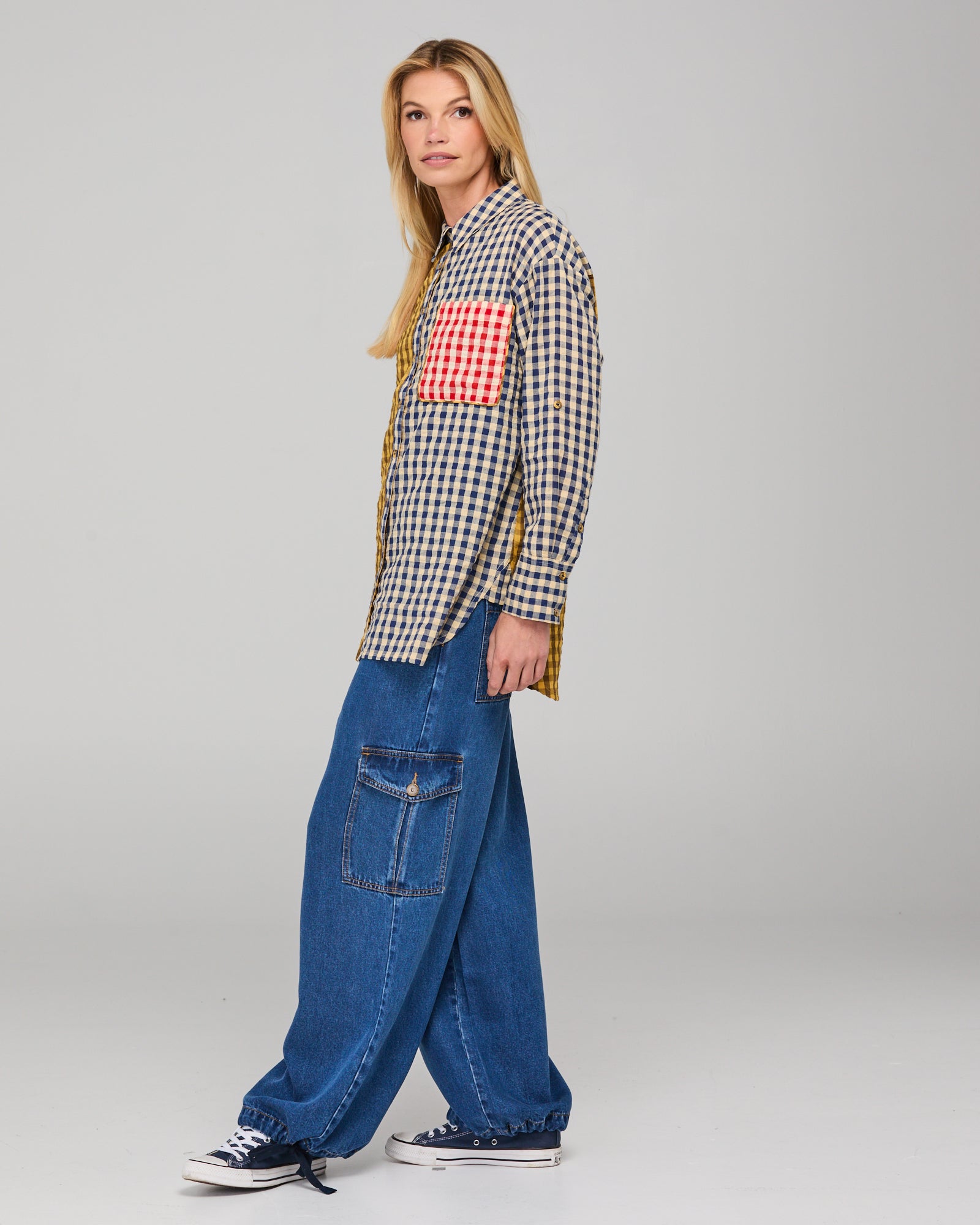 Boom Shankar Gillie Shirt - Navy Spliced Seersucker