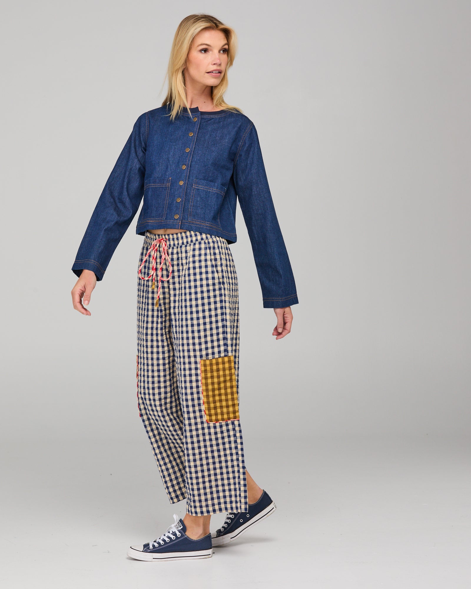 Boom Shankar Evelina Pant - Navy Seersucker