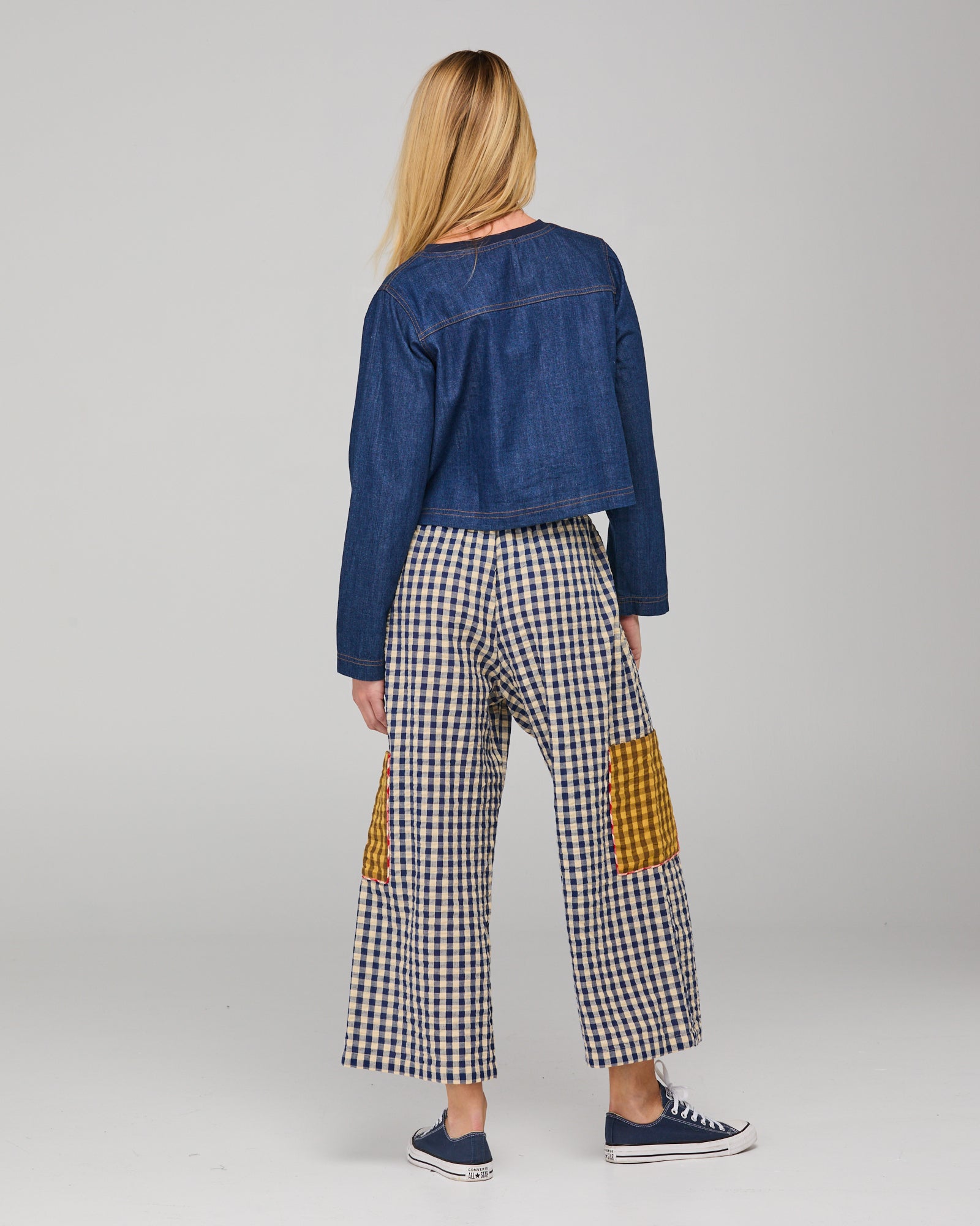 Boom Shankar Evelina Pant - Navy Seersucker