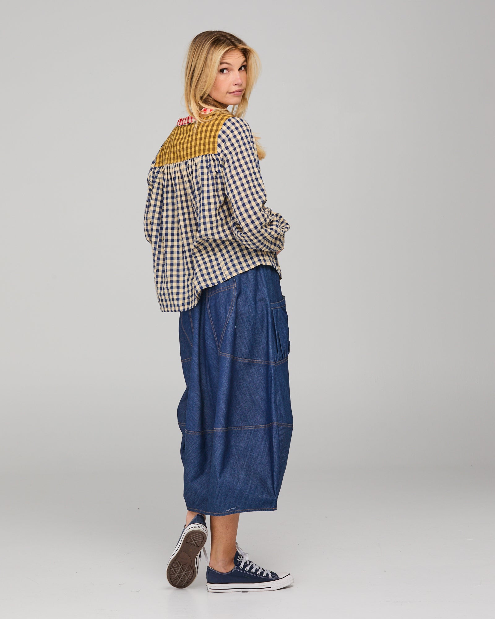 Boom Shankar Fleetwood Top - Navy Spliced Seersucker