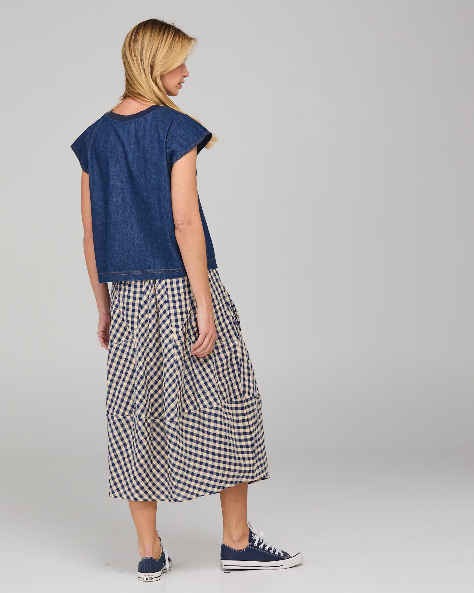 Boom Shankar Guru Skirt - Navy Seersucker