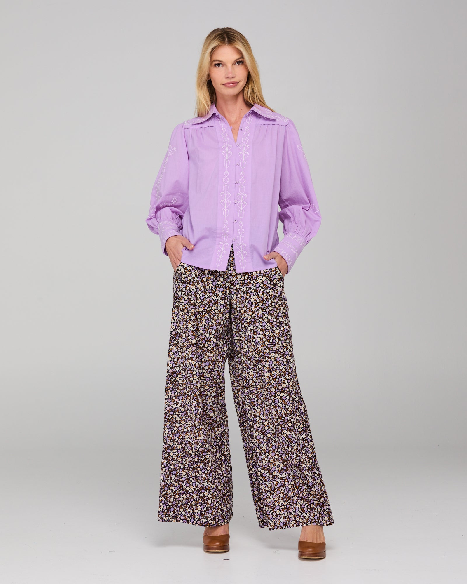 Boom Shankar Yuna Shirt Embroidered - Purple