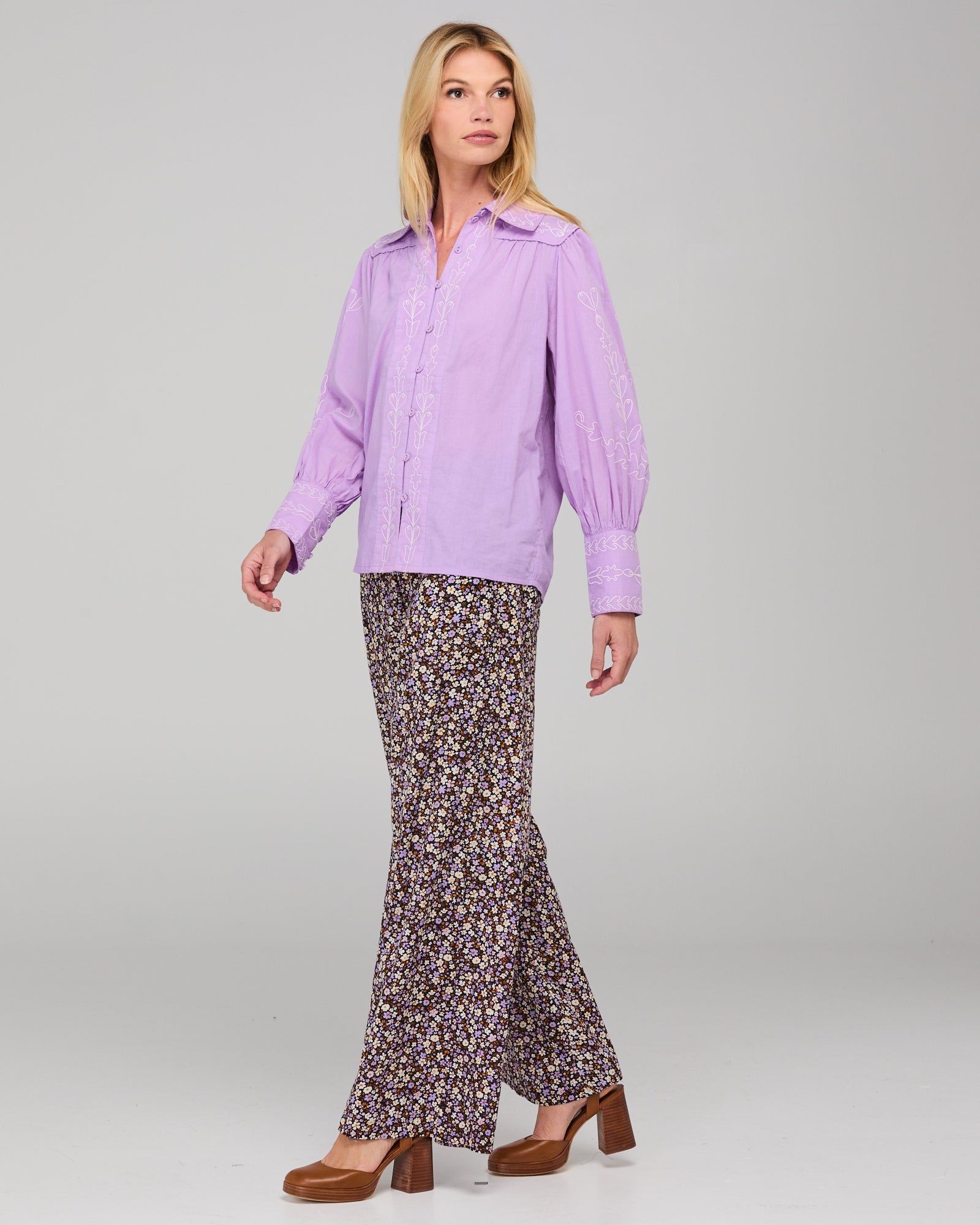 Boom Shankar Yuna Shirt Embroidered - Purple