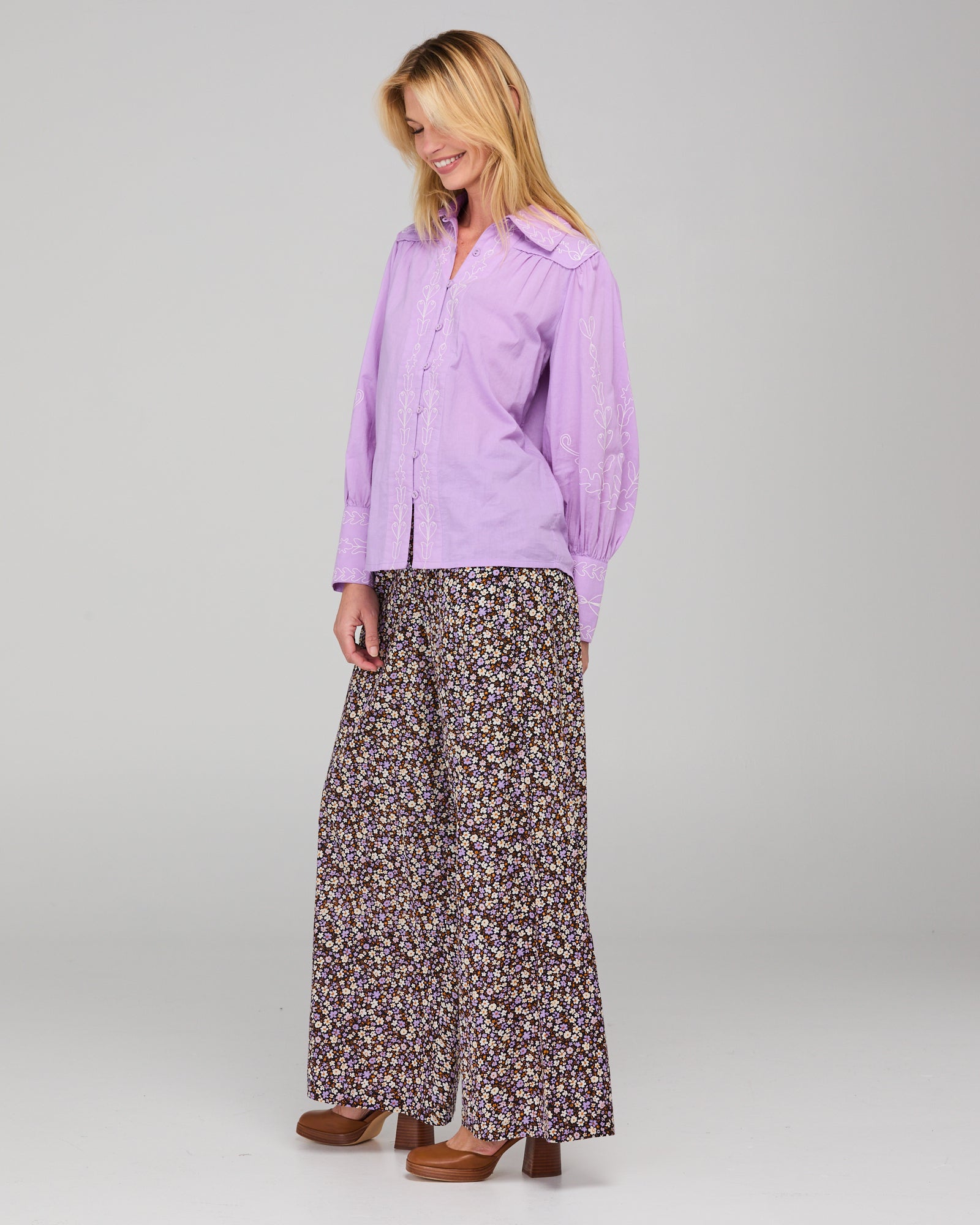 Boom Shankar Yuna Shirt Embroidered - Purple