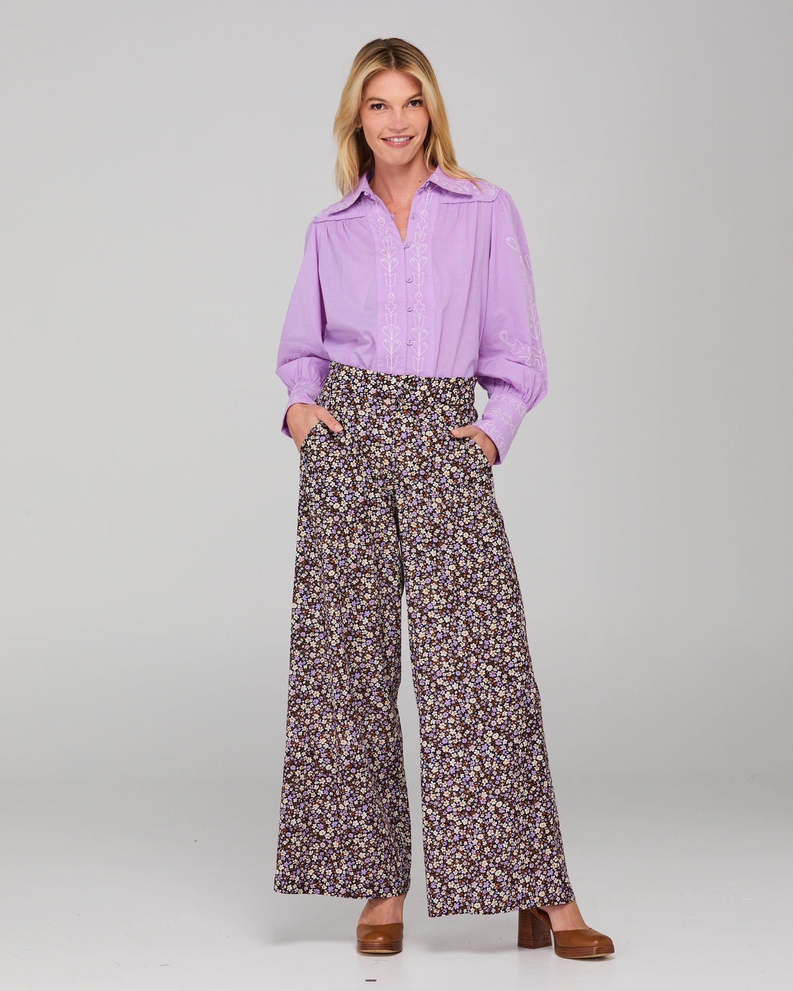 Boom Shankar Yuna Shirt Embroidered - Purple