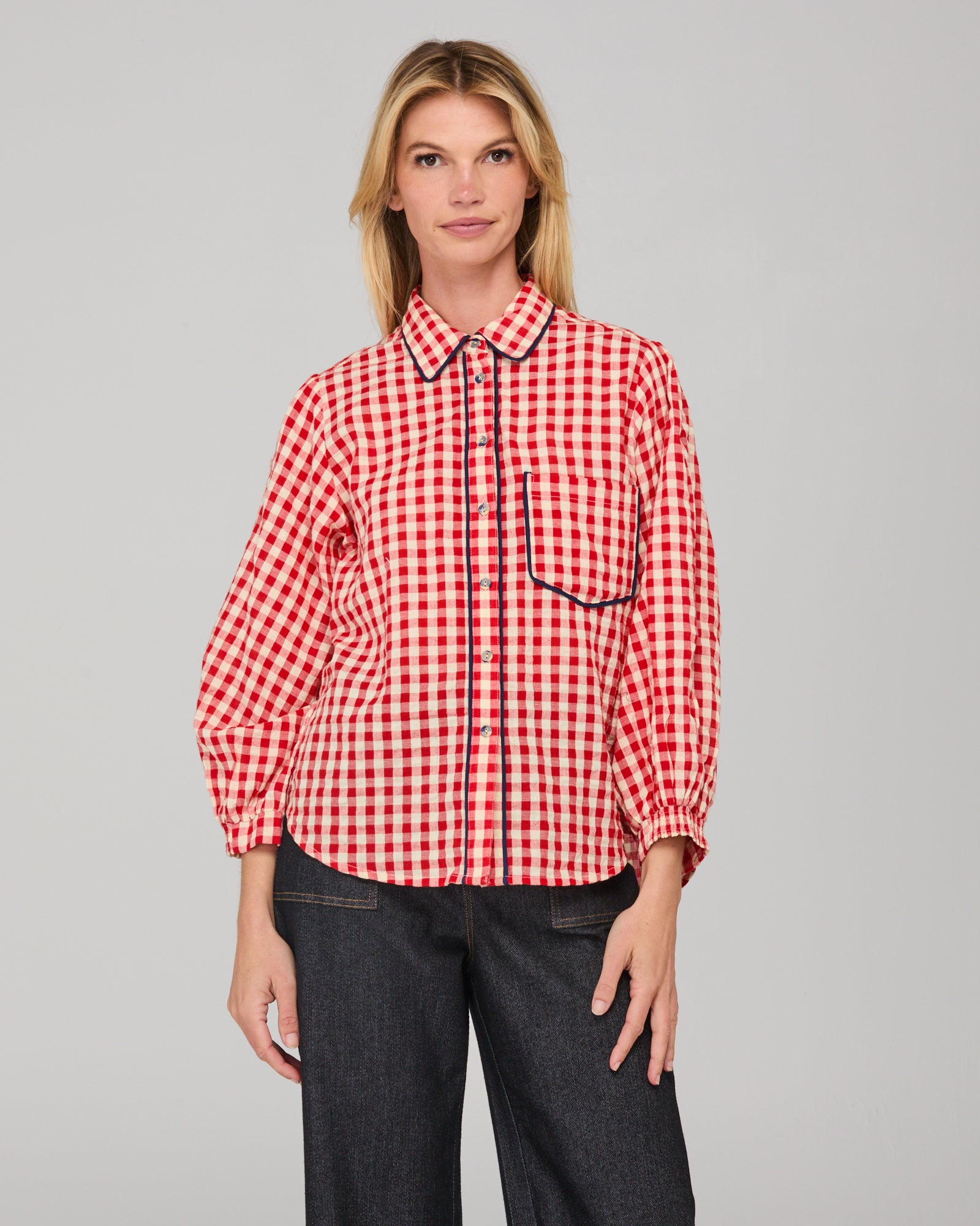 Boom Shankar Mizuki Shirt - Red Seersucker