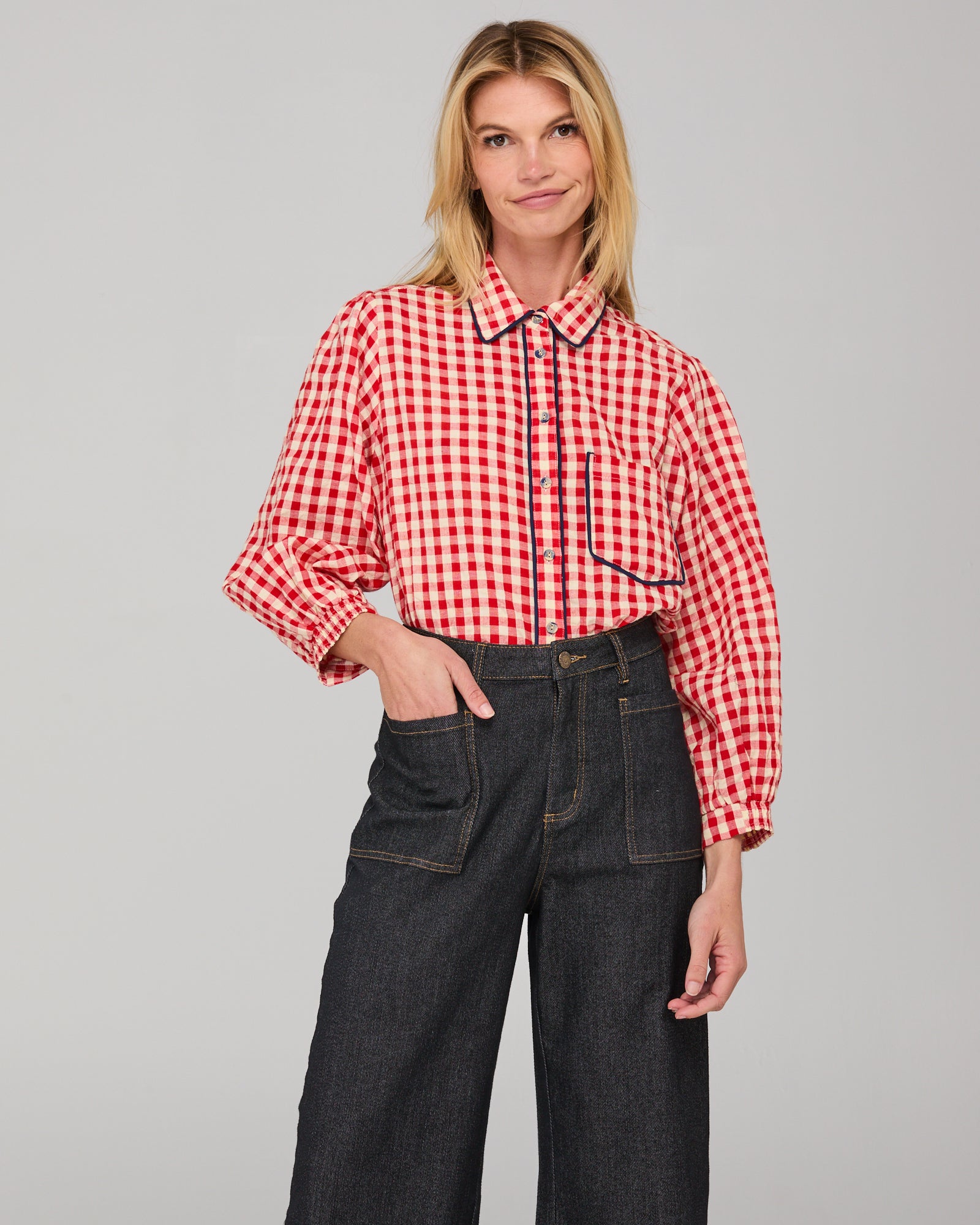 Boom Shankar Mizuki Shirt - Red Seersucker