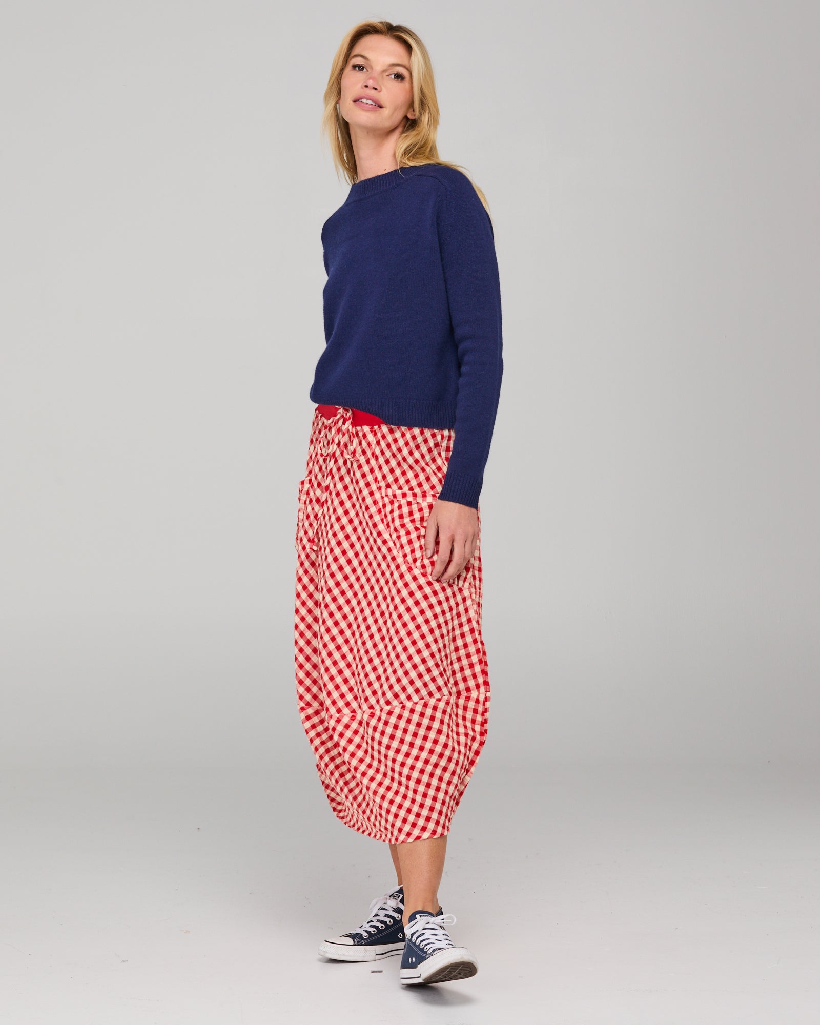Boom Shankar Guru Skirt - Red Seersucker