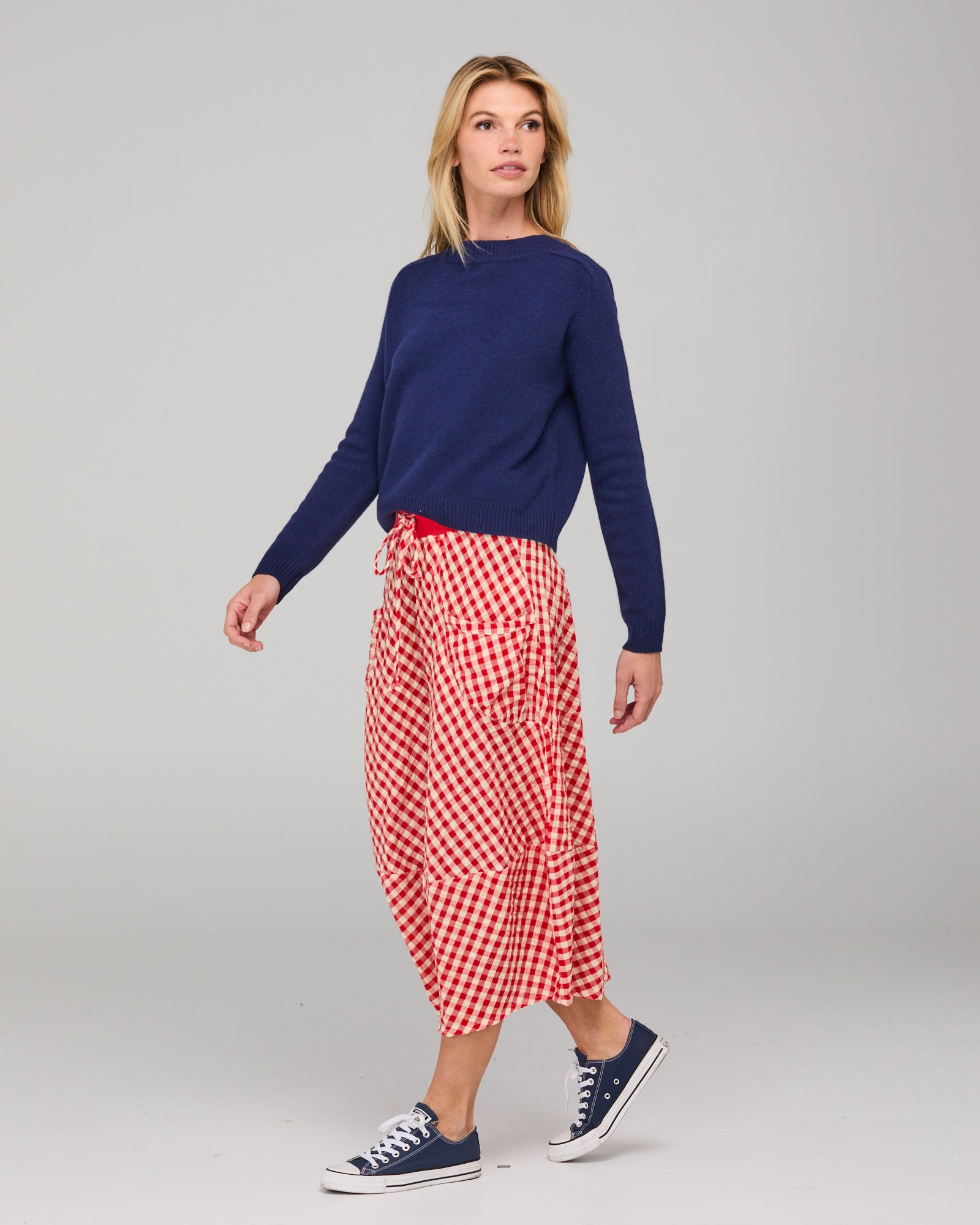 Boom Shankar Guru Skirt - Red Seersucker