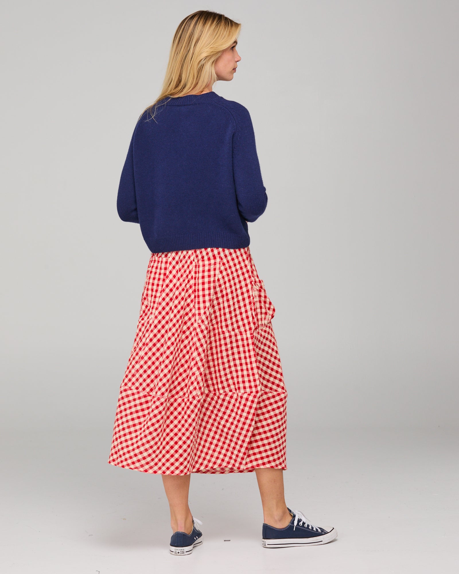 Boom Shankar Guru Skirt - Red Seersucker