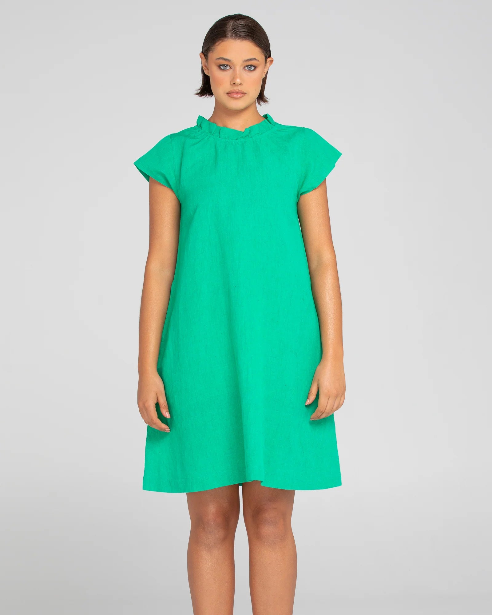 Boom Shankar Sand Dress - Green Linen