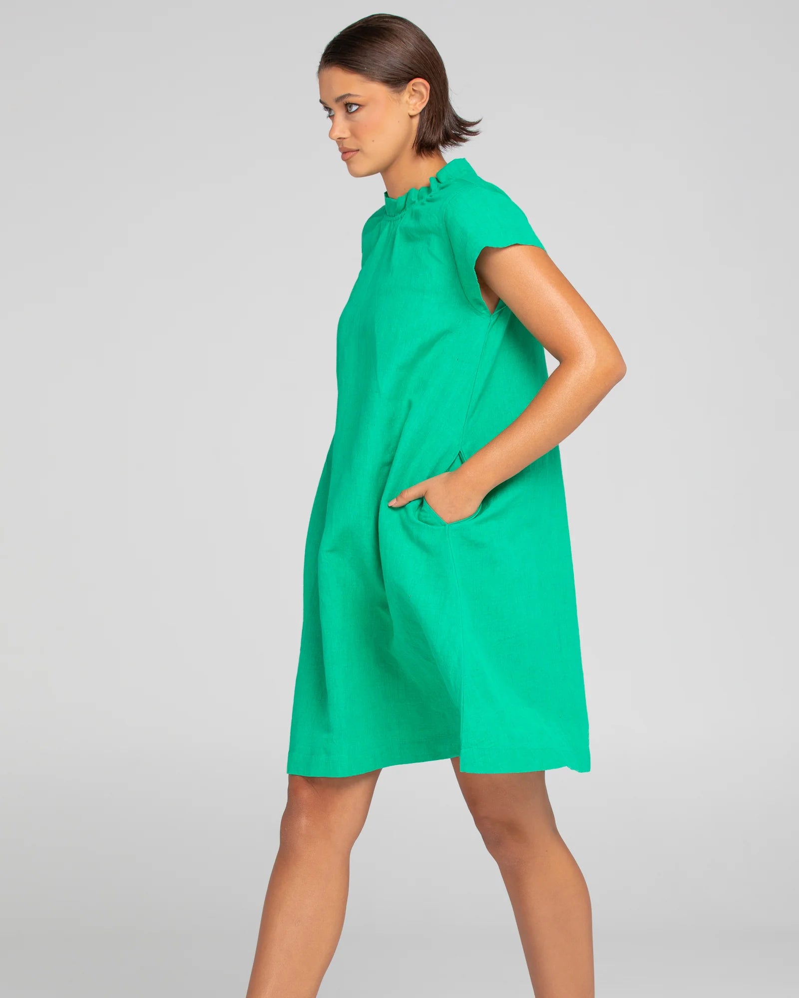 Boom Shankar Sand Dress - Green Linen