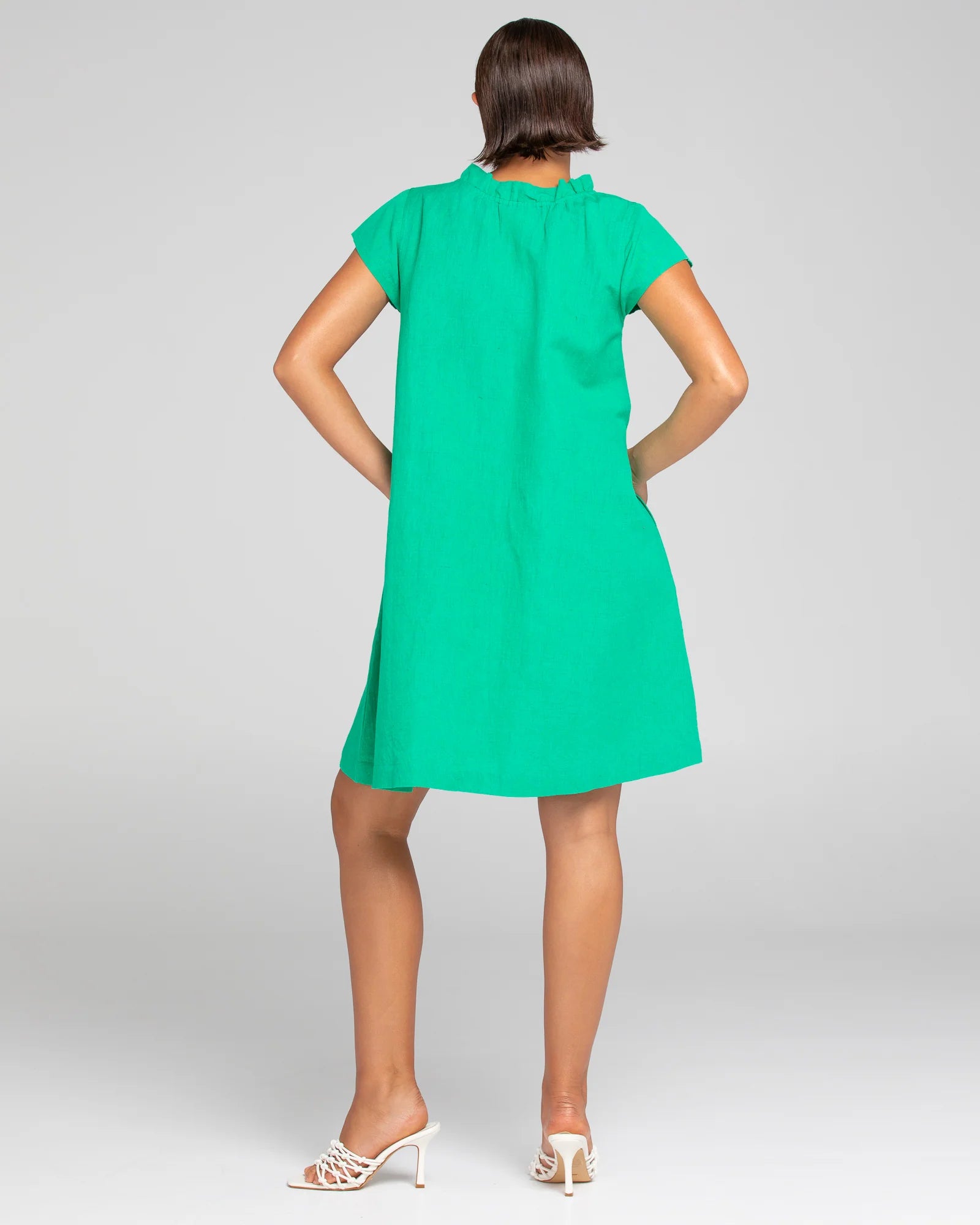 Boom Shankar Sand Dress - Green Linen