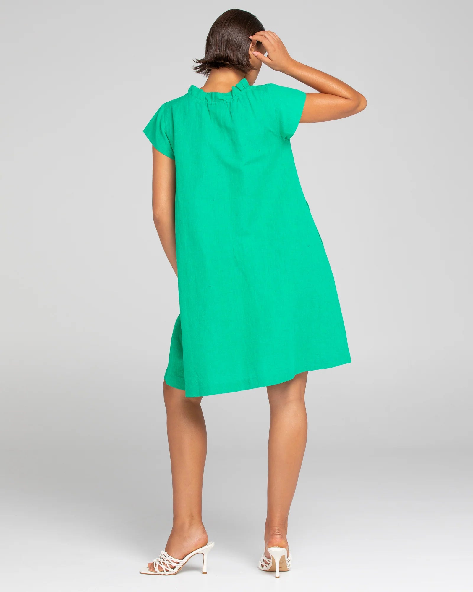 Boom Shankar Sand Dress - Green Linen