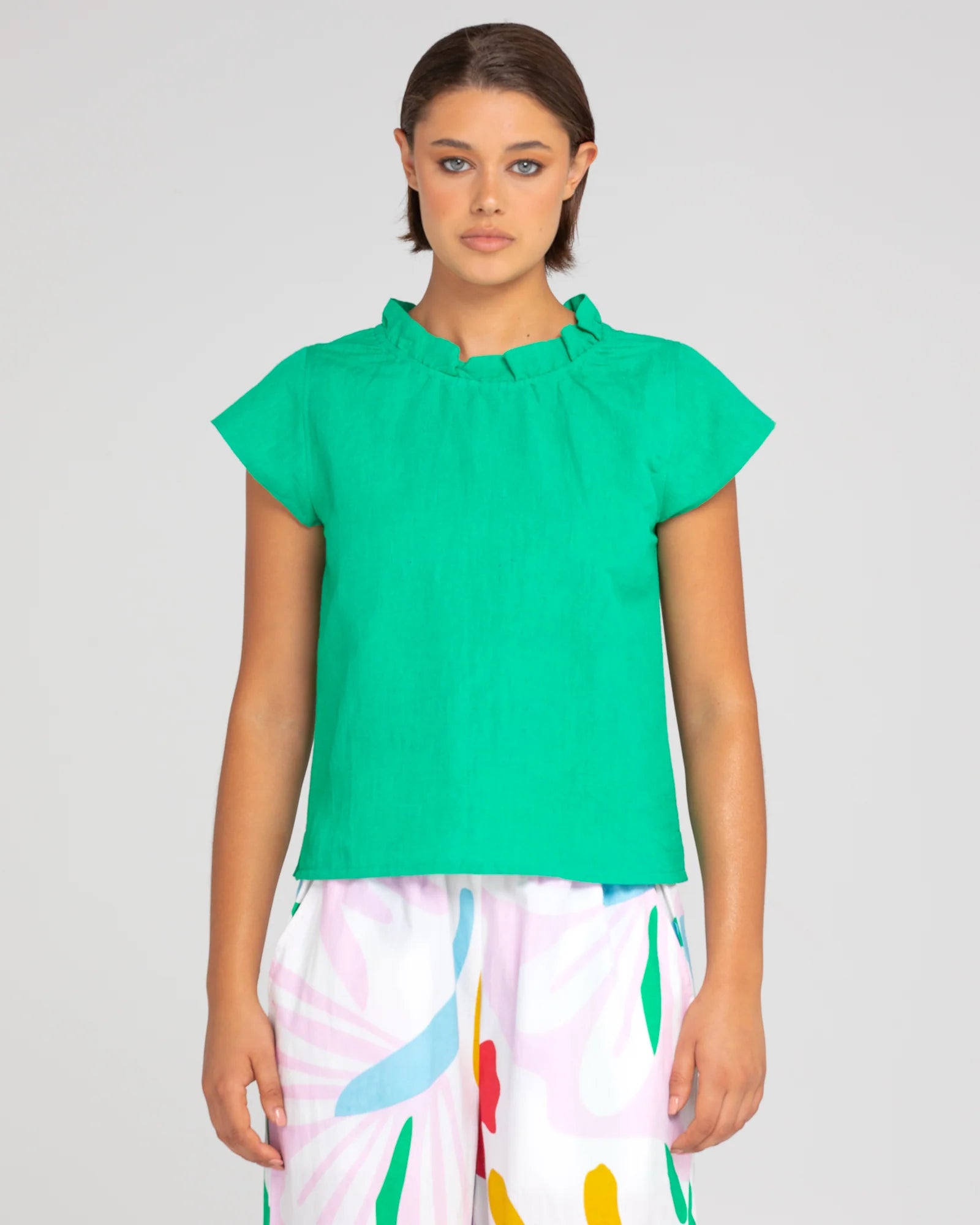 Boom Shankar Sand Top - Green Linen