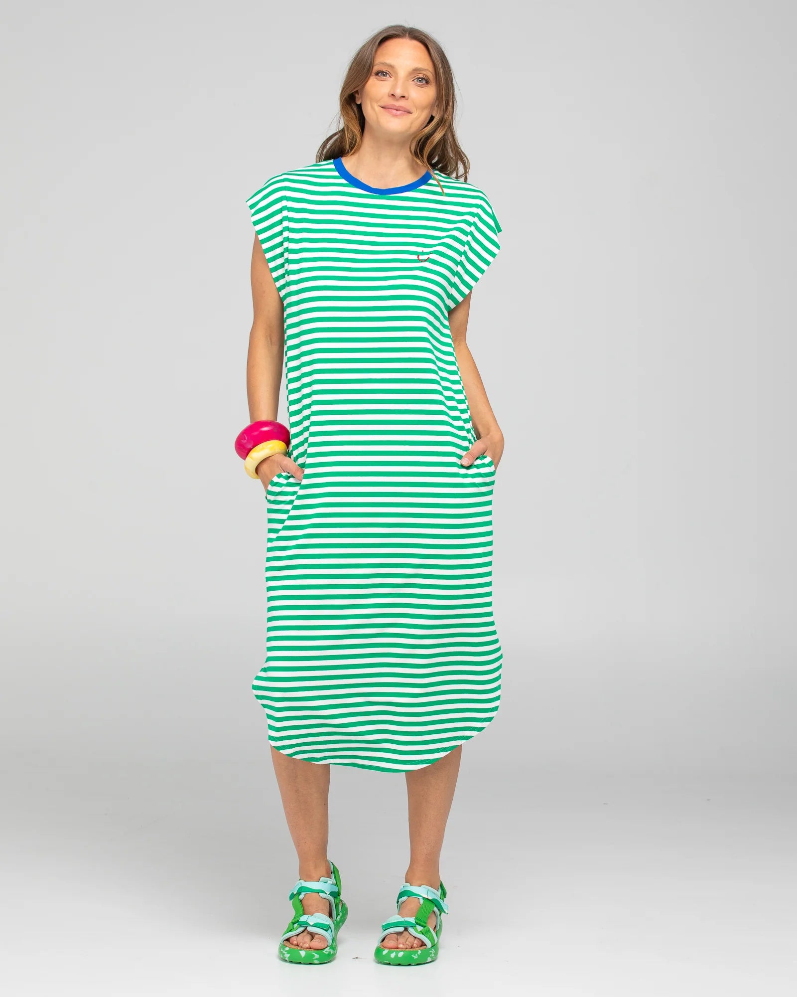 Boom Shankar Bellissimo Dress - Green Stripe