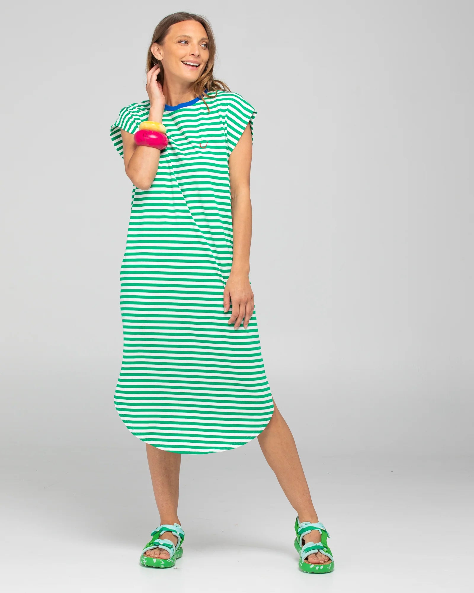 Boom Shankar Bellissimo Dress - Green Stripe