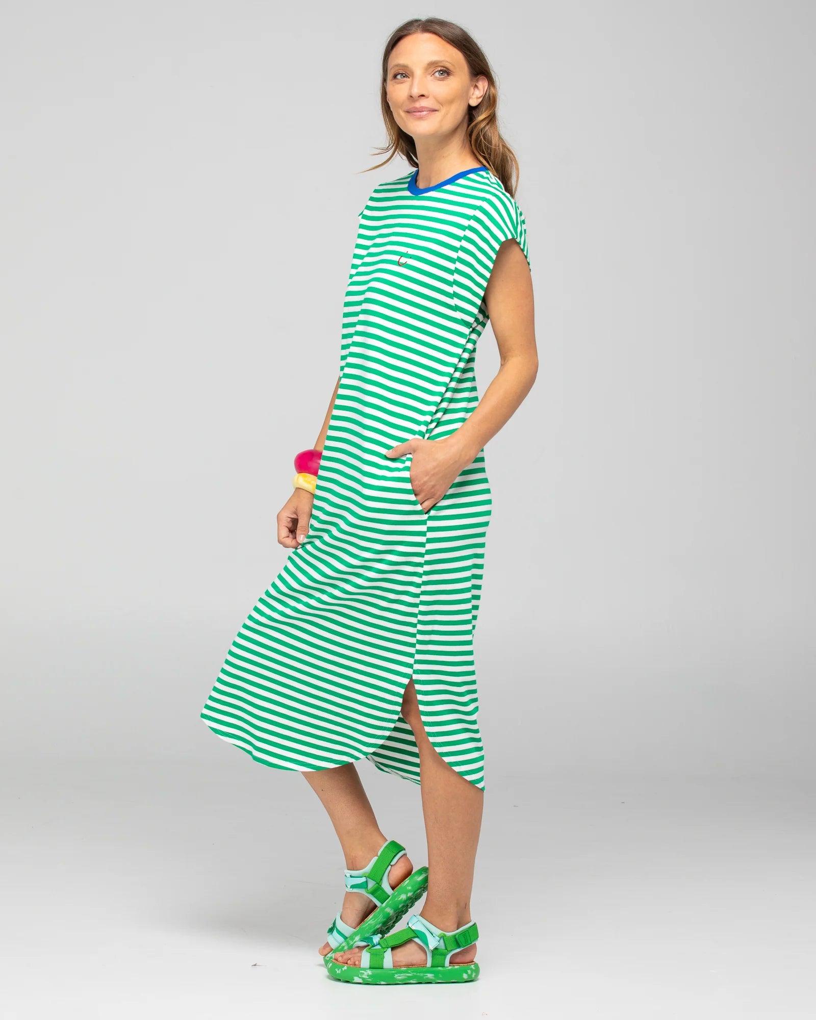 Boom Shankar Bellissimo Dress - Green Stripe