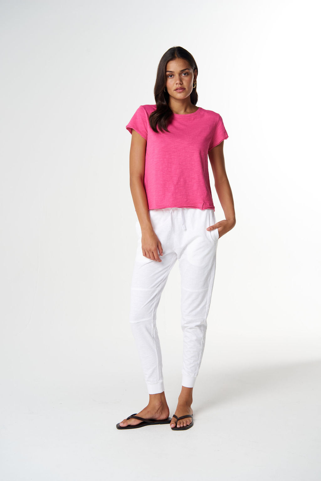 Cloth+Paper+Scissors The Front Split Tee - Carmine Rose