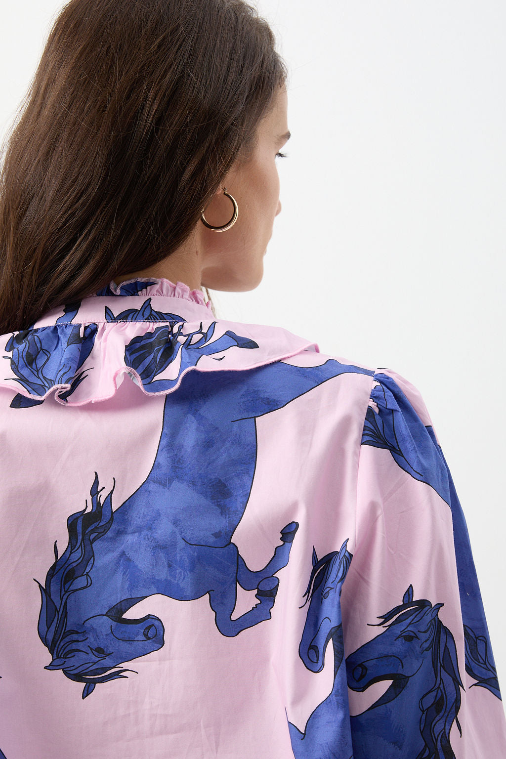 Cloth+Paper+Scissors Front Ruffle Blouse - Stallion Print