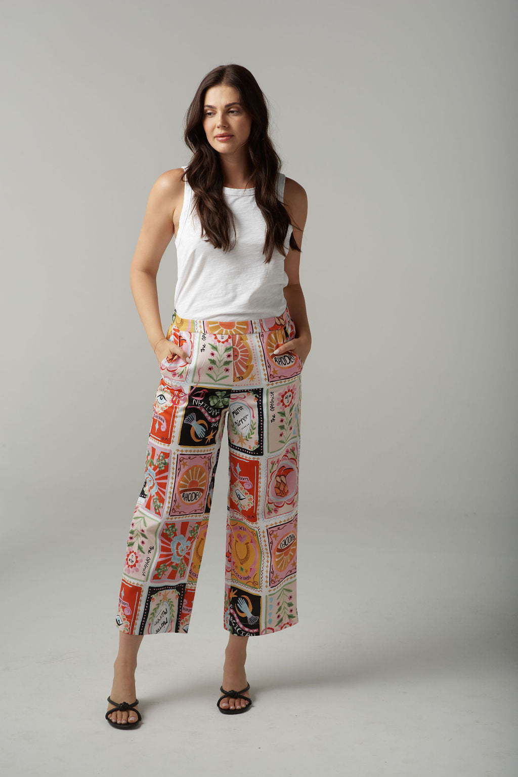 Cloth+Paper+Scissors Rodeo Print Straight Leg Cropped Pant