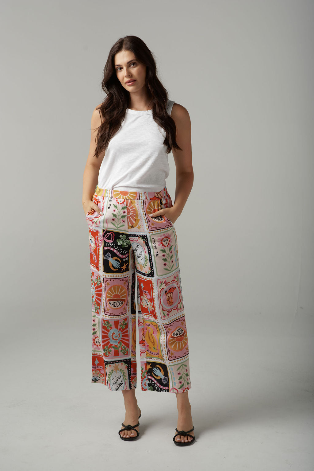 Cloth+Paper+Scissors Rodeo Print Straight Leg Cropped Pant