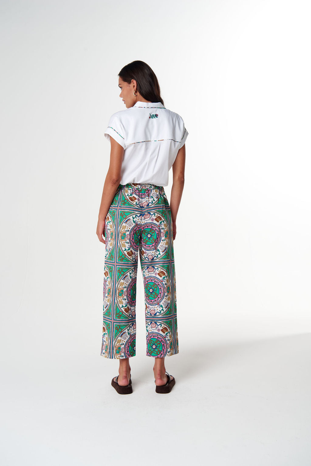 Cloth+Paper+Scissors Straight Leg Cropped Pant - Smooth Sailing Print