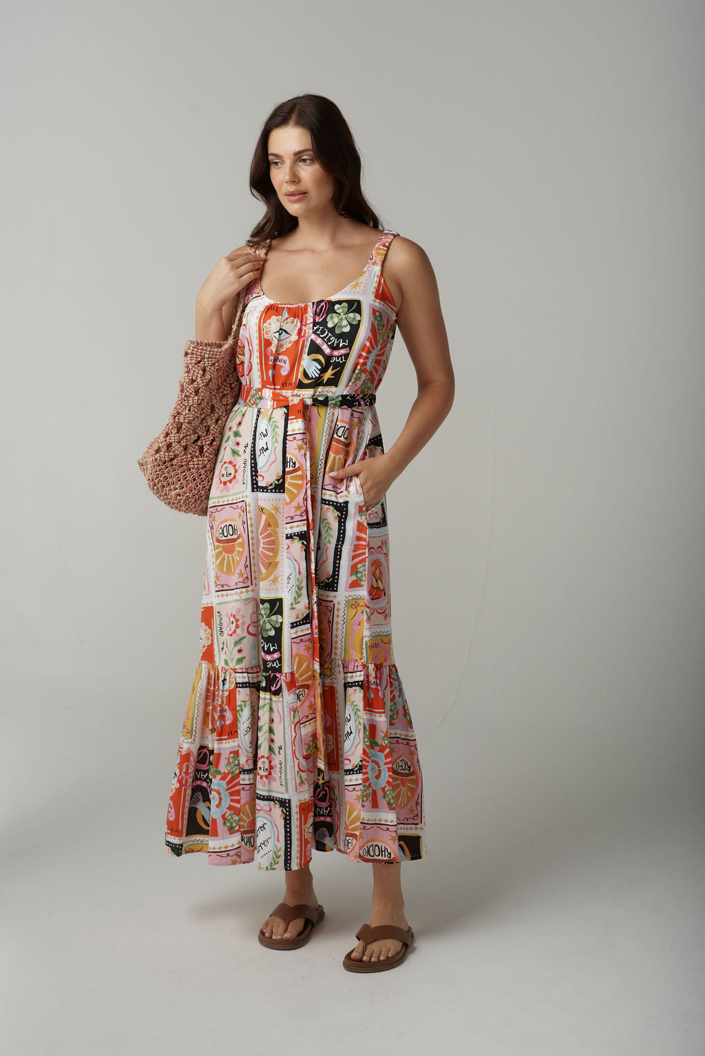 Cloth+Paper+Scissors Rodeo Print Maxi Belted Sundress