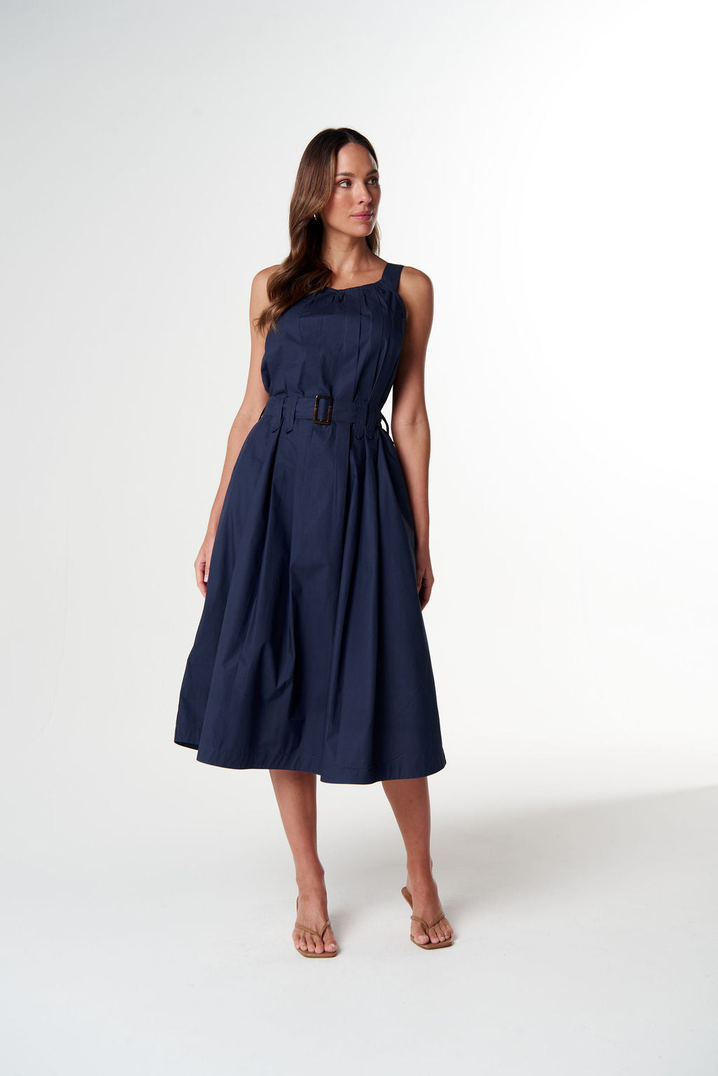 Cloth+Paper+Scissors Home Pleat Cotton Dress - Parisian Navy