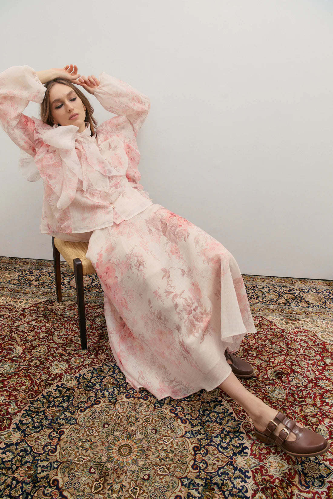 Maevarii Chloe Maxi Skirt - Floating Frost Flowers
