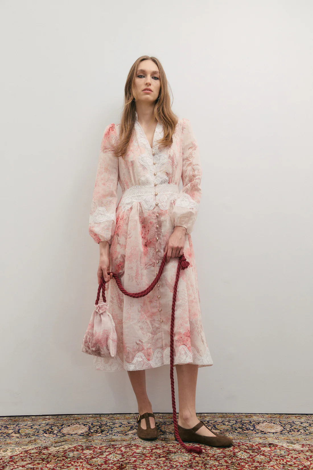 Maevarii Chloe Lace Maxi Dress - Floating Frost Flowers
