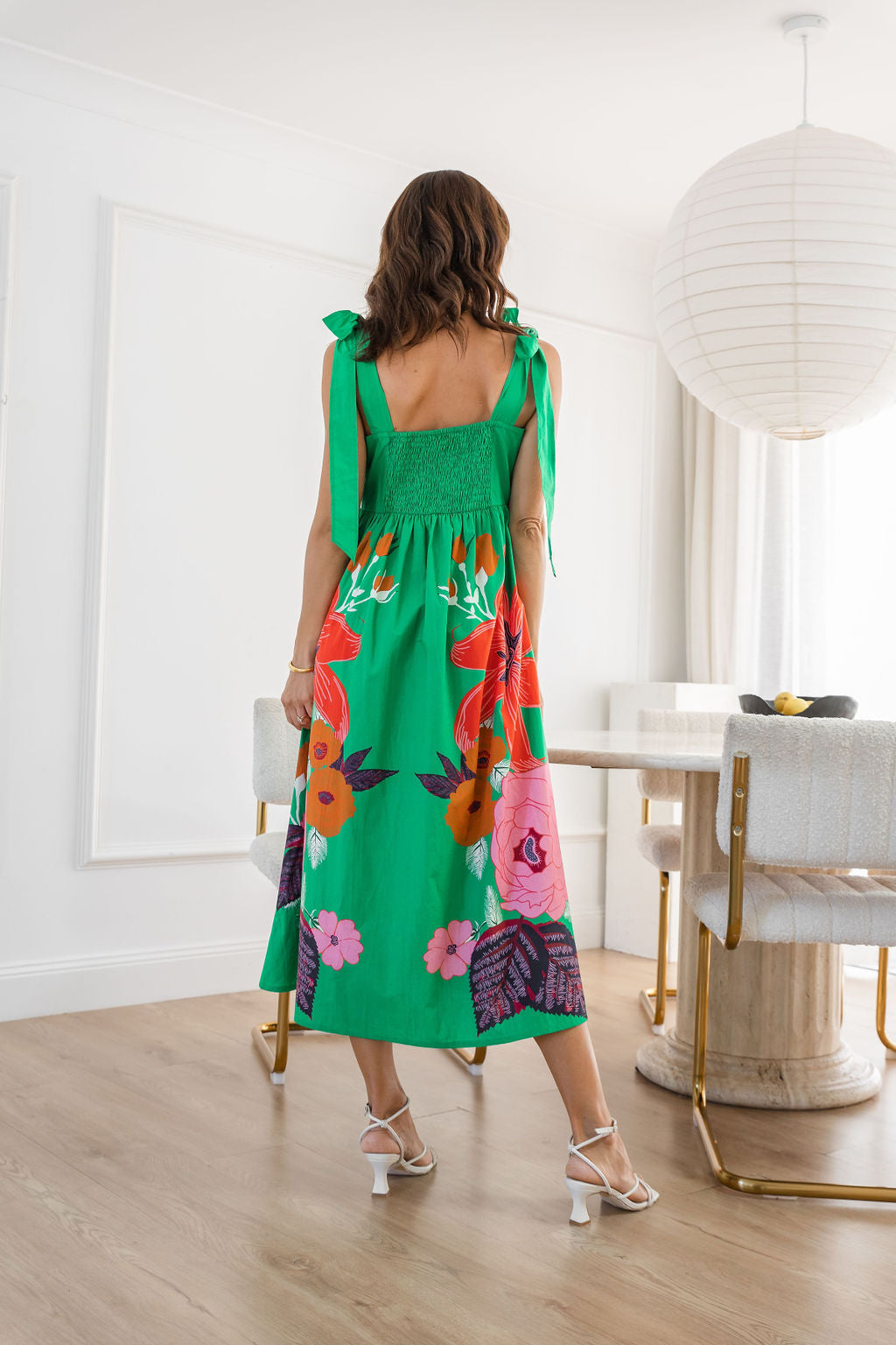 Cactus Rose Paradise Tie Maxi Dress - Green Floral