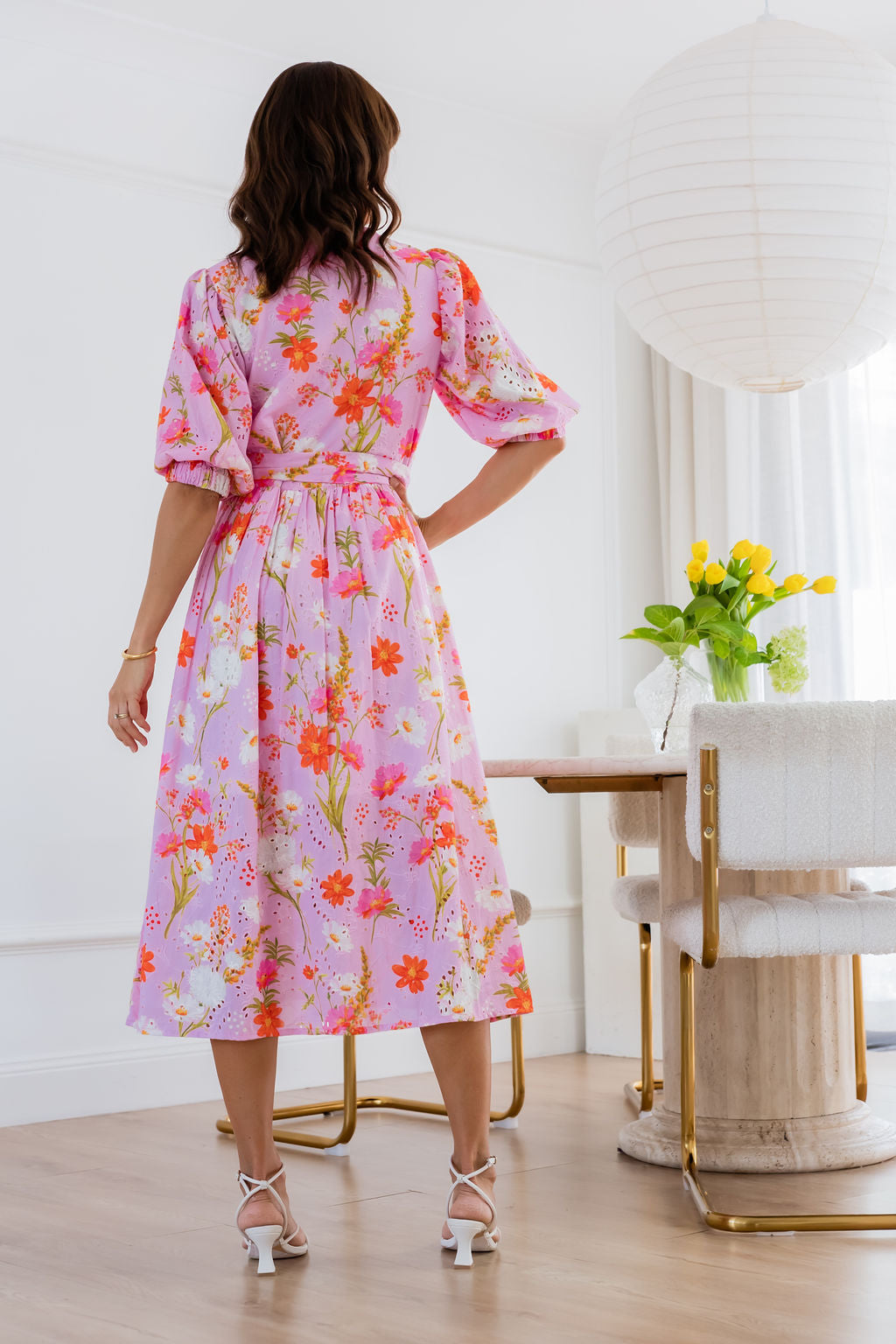 Cactus Rose Garden Party Midi Dress