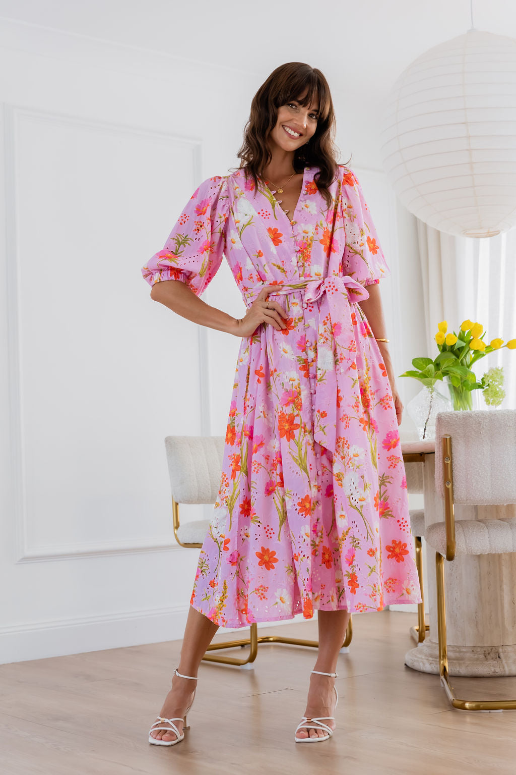 Cactus Rose Garden Party Midi Dress