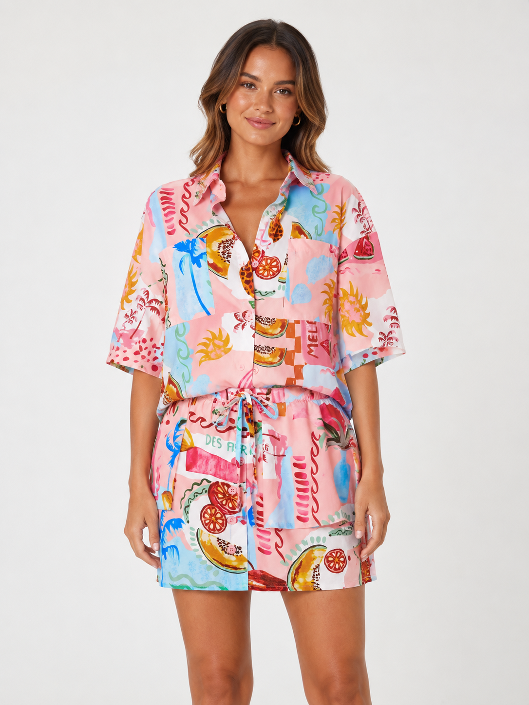 Smaibulun Holiday Tropical Fruits Top & Skirt Set