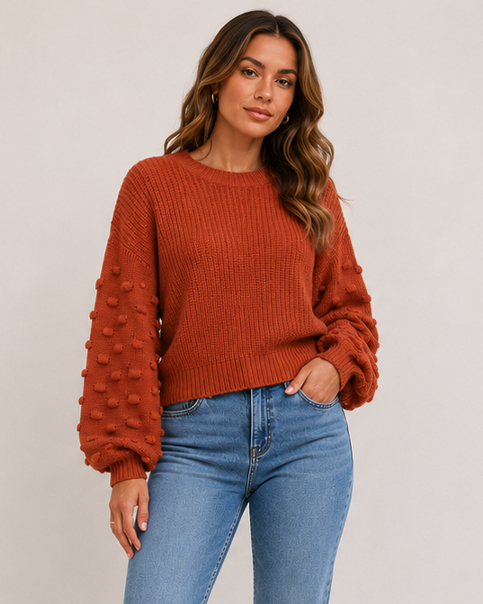 Smaibulun Textured Knit Jumper – Rust