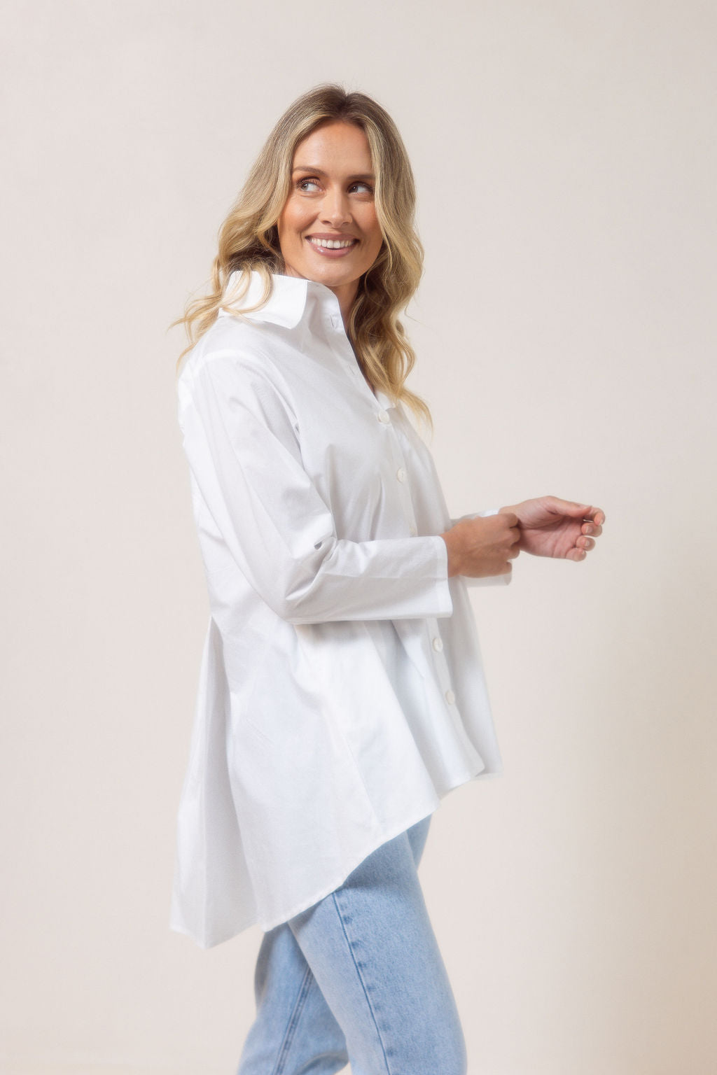 See Saw Long Sleeve Gathered Back Shirt - White