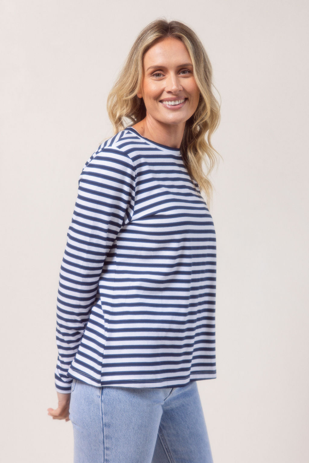 See Saw Stripe Long Sleeve Top - Navy/White