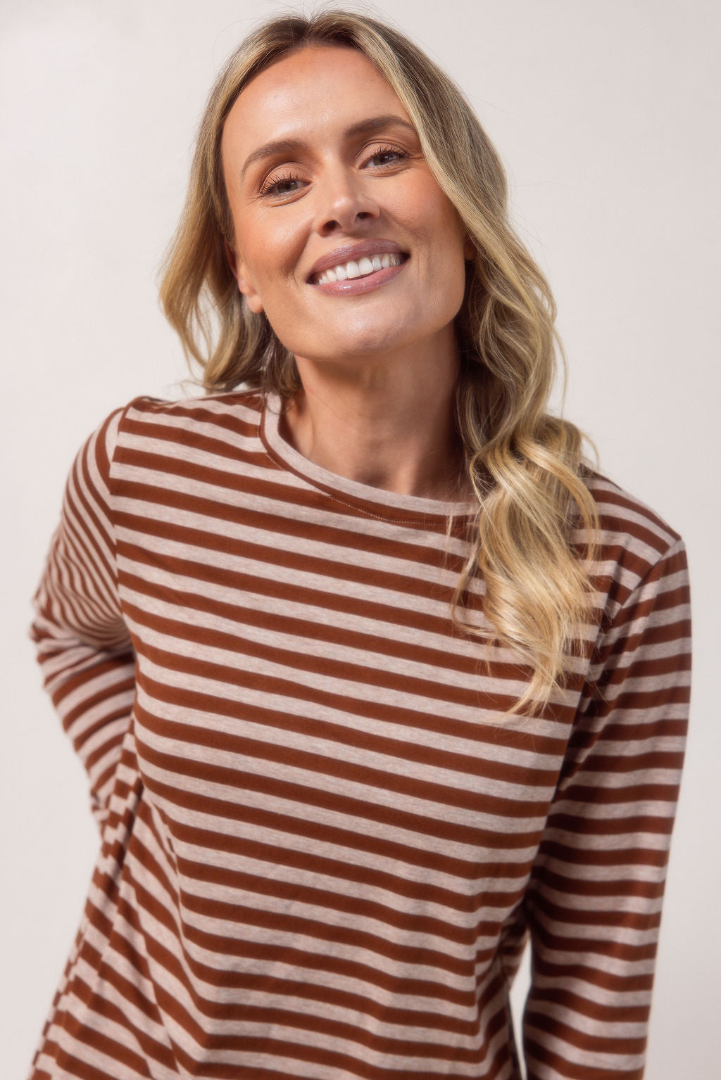 See Saw Stripe Long Sleeve Top - Copper Marle