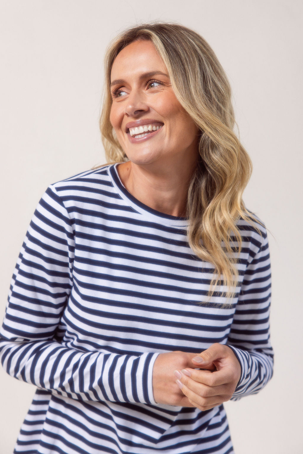 See Saw Stripe Long Sleeve Top - Navy/White