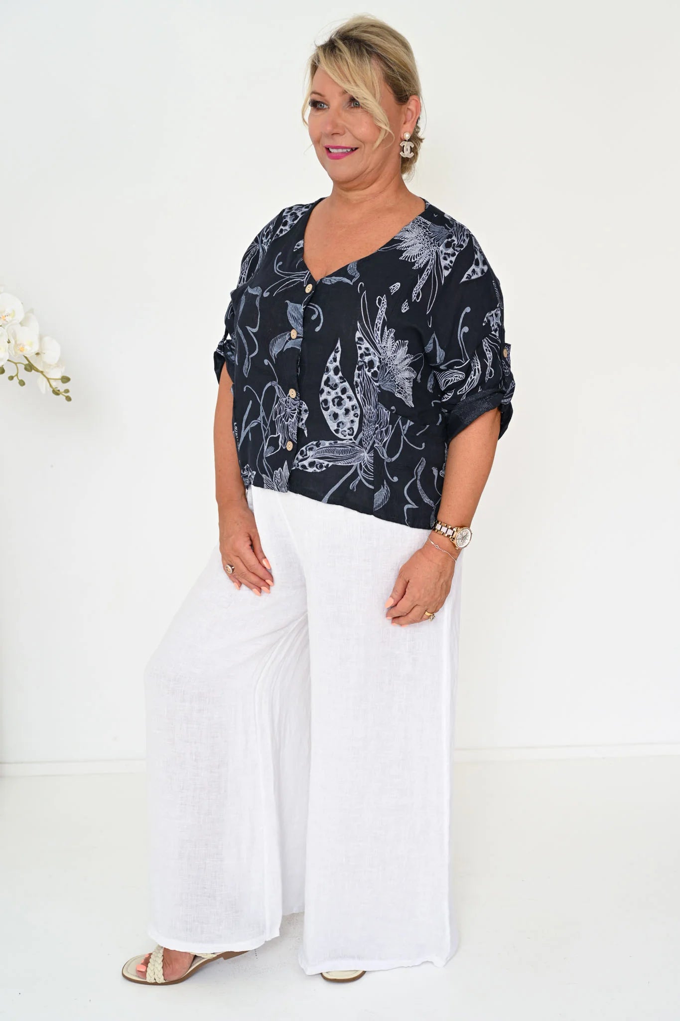 Donna Donna Rani Top - Navy