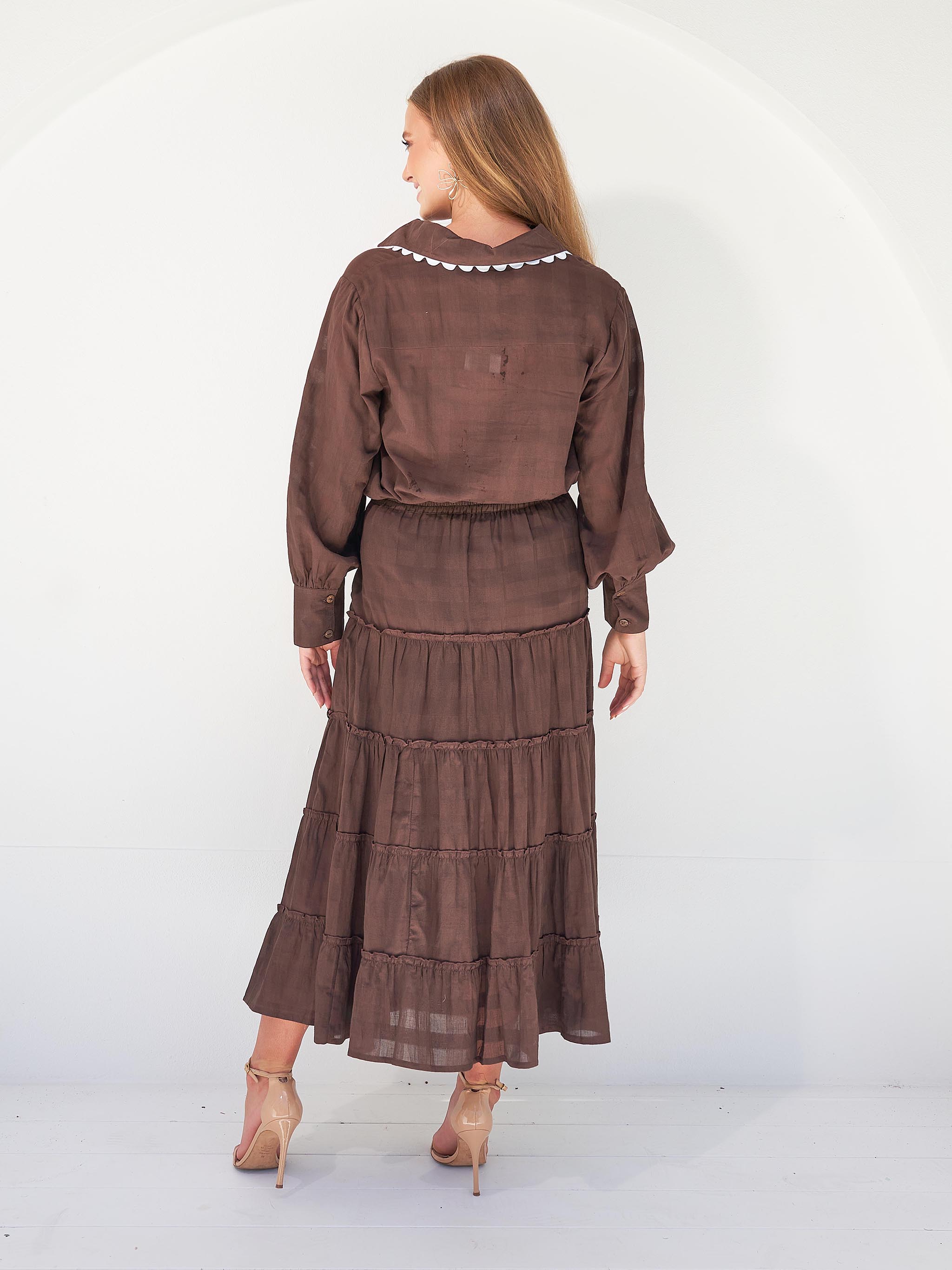 Collectivo Victoria Skirt - Choco Dobby